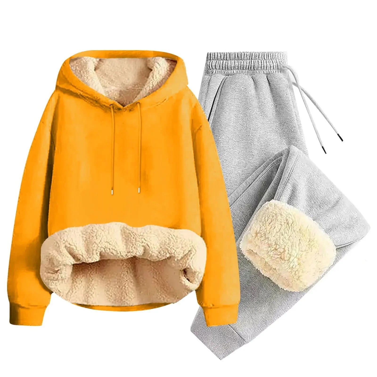 Thickened Lamb Velvet Hoodie & Jogger Set