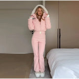 Women's Winter Fur-Trim Hooded Jumpsuit