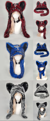 Gothic Plush Cat Ear Beanie – Y2K Punk Warm Cap