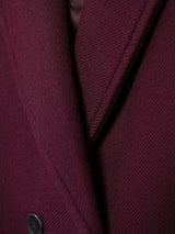 Elegant Burgundy Double-Breasted Long Coat