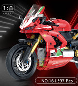 HUIQIBAO 1:8 Classic Motorbike Building Blocks High-tech Model Moto City Racer Bricks Toy for Kid Boy Children Adult MOC Car Set