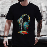 Men’s Hip Hop Melting Headset Graphic Oversized Tee