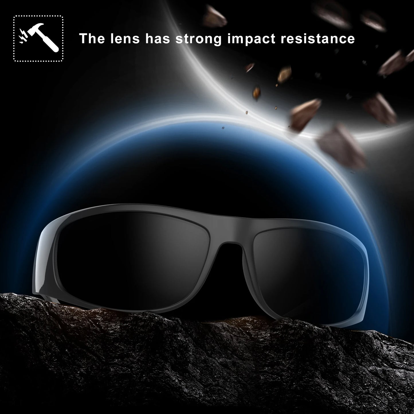 Dark Sunglasses for Men Wrap Around Sunglasses for Big Heads Men UV400 Protection glasses W8005