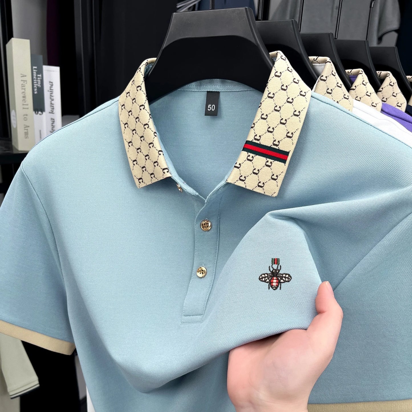 Men's Embroidered Jacquard Polo Shirt – Summer Style