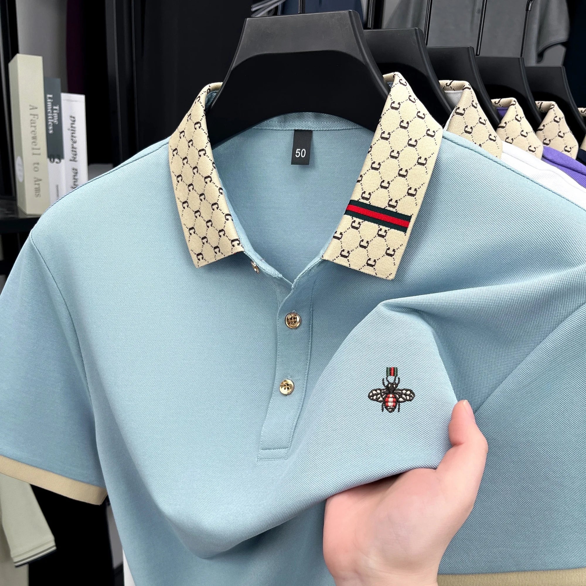 Men's Embroidered Jacquard Polo Shirt – Summer Style