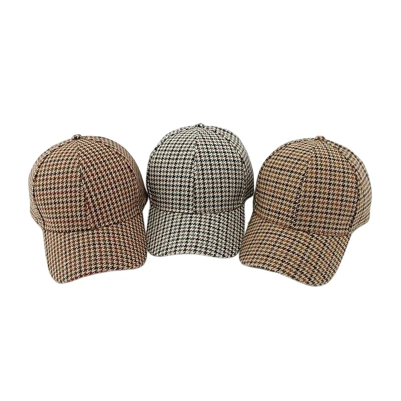Unisex Checkered Baseball Cap with Adjustable Strap