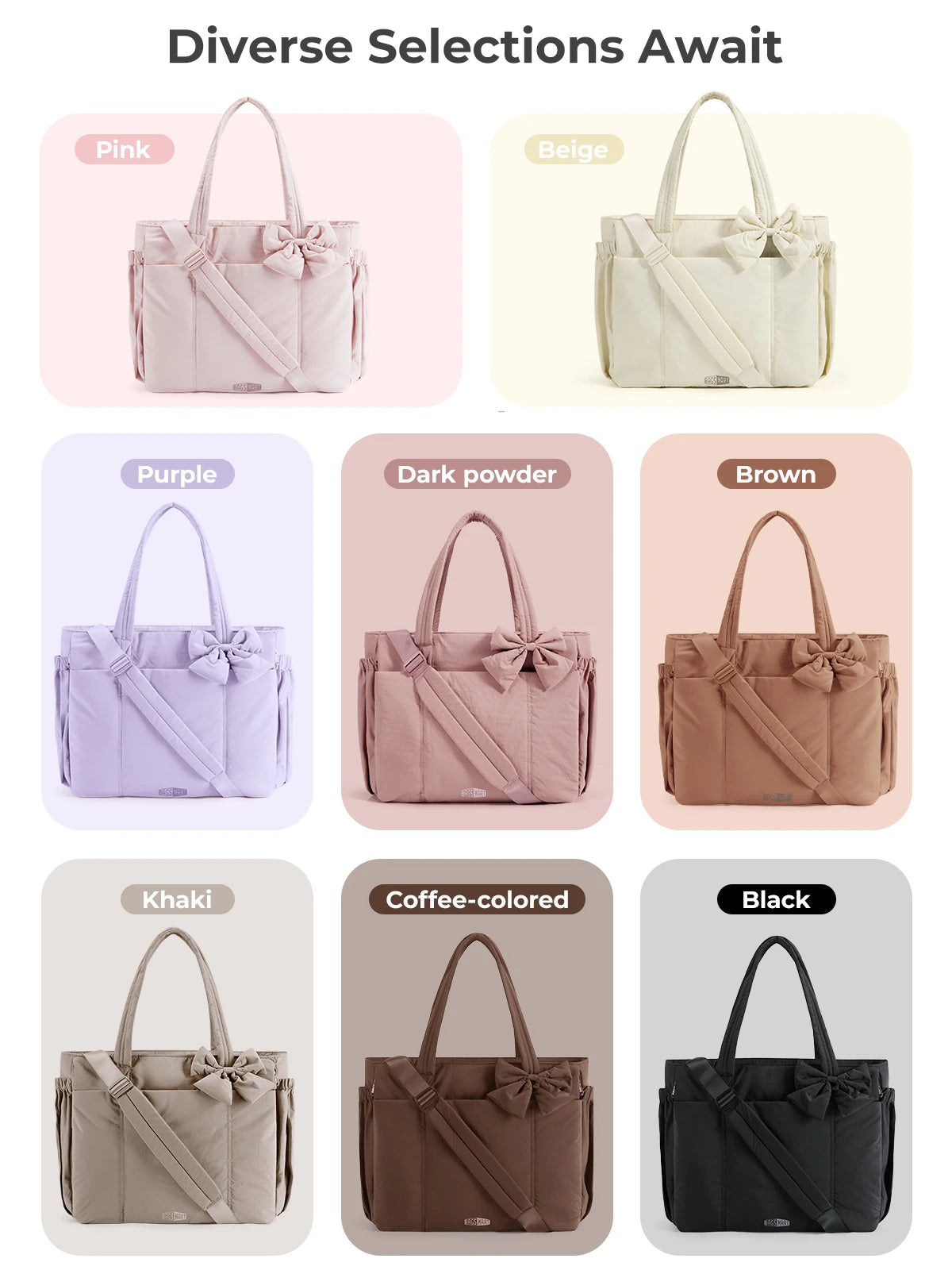 Women's Large Capacity Multi-Pocket Tote Shoulder Bag
