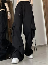 Women's High-Waisted Drawstring Straight-Leg Pants