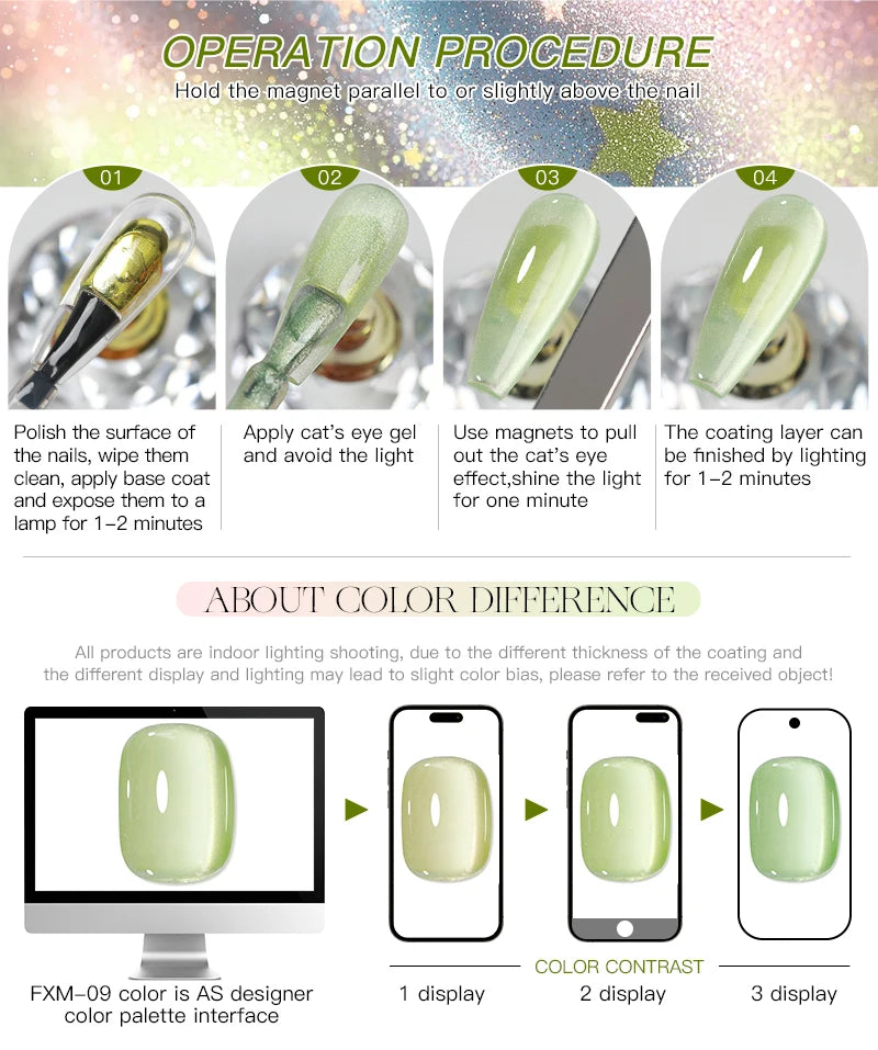 AS 9pcs Cat Eye Magnetic Moonlight Gel Nail Polish Set 15ml Sparkle White Silver Water Light Red UV Gel Nail Art Manicure Vernis