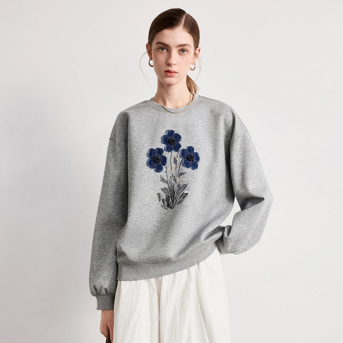 TOYOUTH Women's Relaxed Cotton-Blend Sweatshirt
