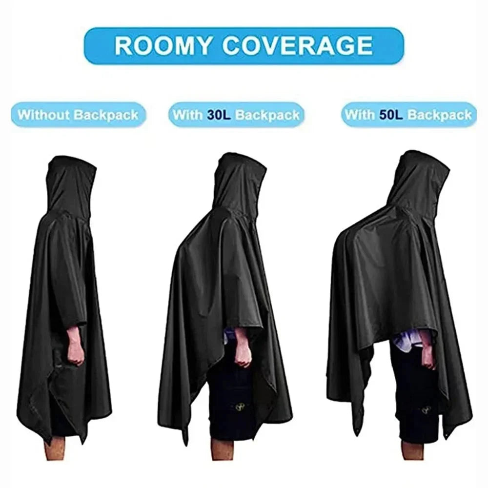 3-in-1 Hooded Waterproof Rain Poncho | Outdoor Adventure