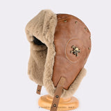 Retro Rivet Metal Hat Men's Ski Cap Winter Hat Thickened Warm Ear Protection Hats Pilot Hats Classic Riding Hat털모