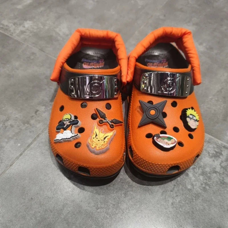 Naruto Anime Summer Men's Sandals Thick-Soled Non-Slip Slippers Sasuke Itachi Kakashi Breathable Toe-Cap Casual Beach Slippers
