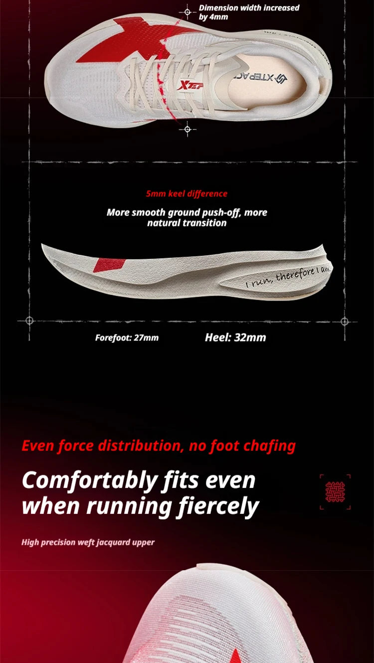 XTEP 2000km PRO Running Sneakers For Women 2026 Spring Stability Comfort Cushioned Lightweight Female Sports shoes 874218110043