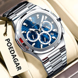 POEDAGAR 834 Men's Luxury Chronograph Watch | Stainless Steel