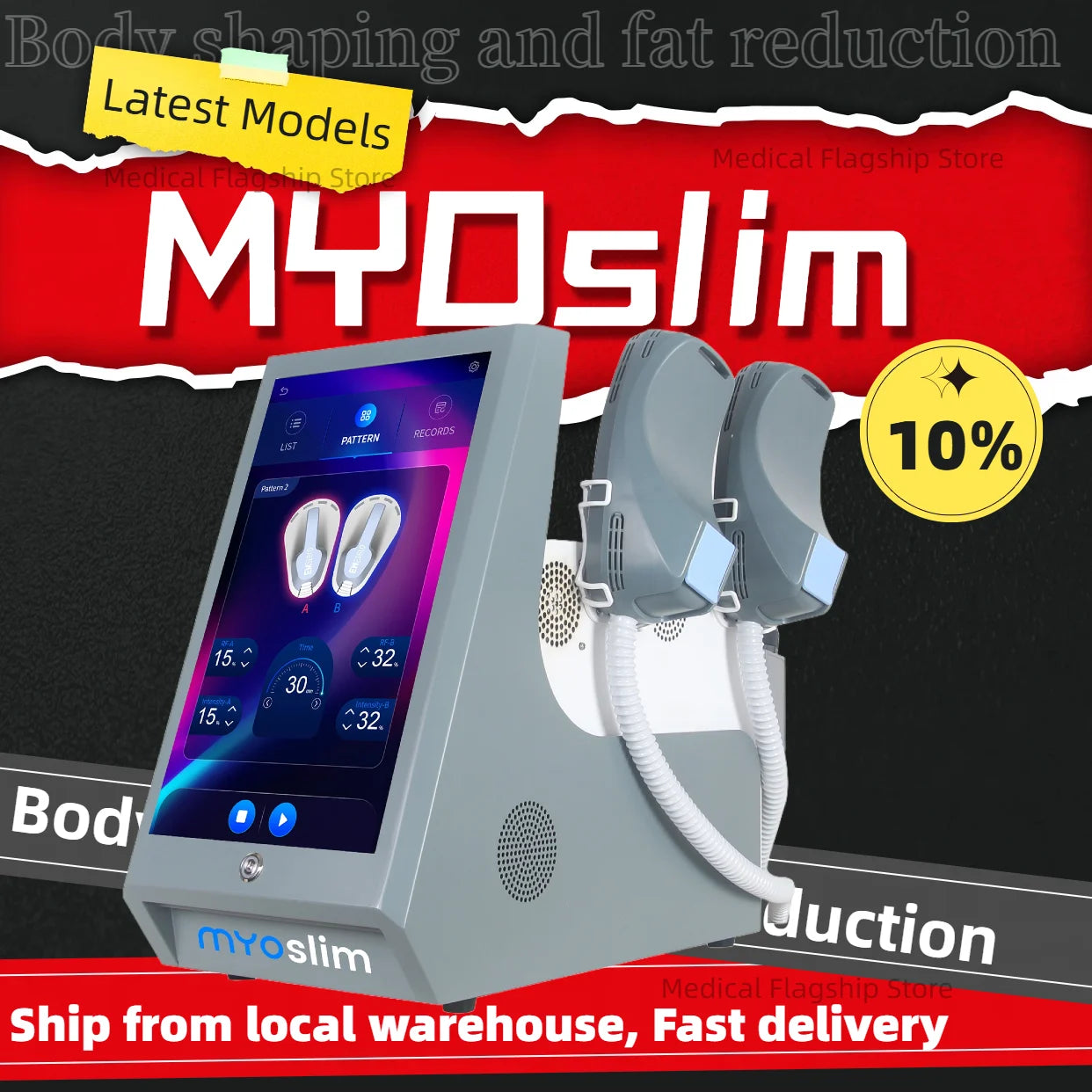 MYOslim Body Building Machine RF Fat Removal 4 Handles Muscle Sculpting Body Muscle Stimulation for Fitness