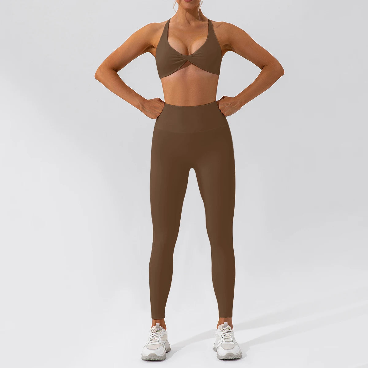 2-Piece Women's High-Waist Yoga Set – Seamless Long Sleeve Workout Suit
