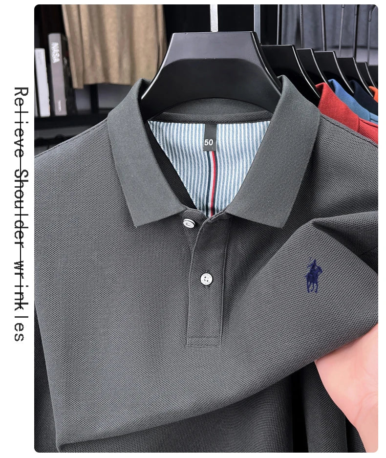 Premium Cotton Embroidered Long Sleeve Polo Shirt