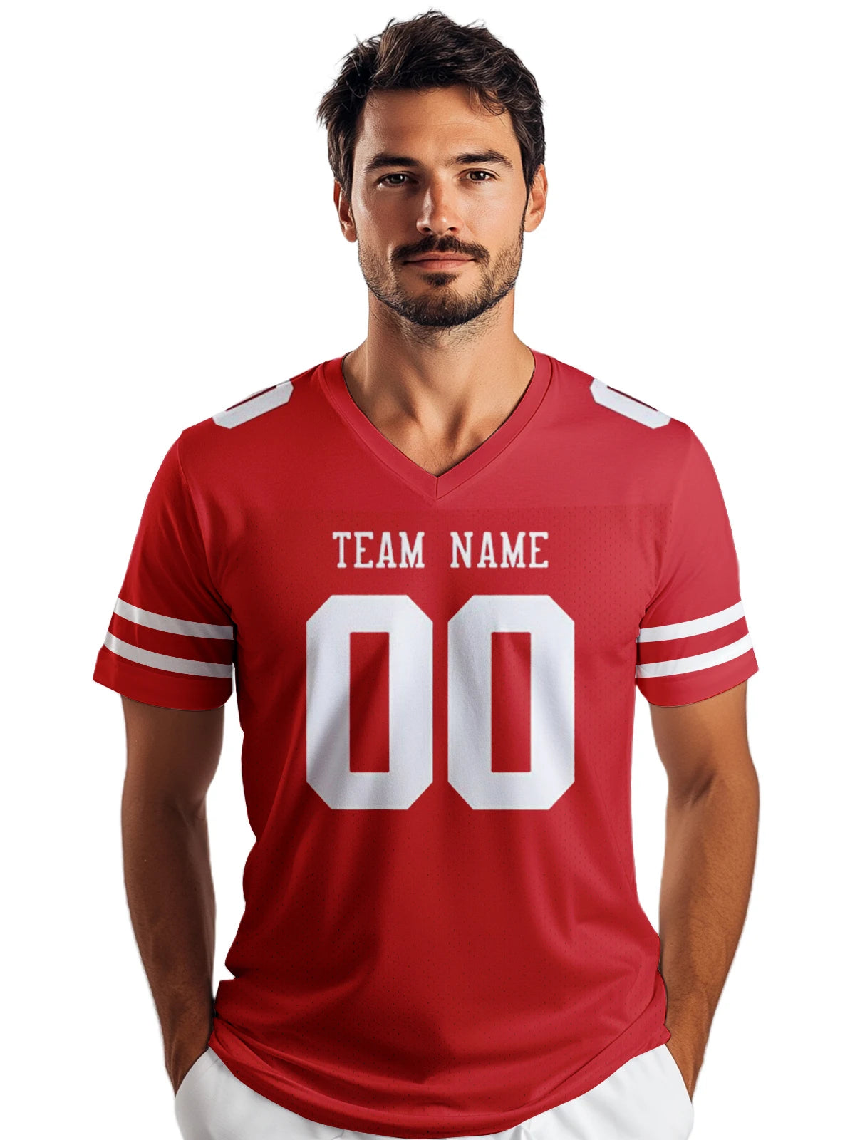 Custom American Football Jersey, Personalized Red Jersey Shirt with Printed Team Name Number, Football Top for Men Women Youth