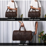 Men's Crazy Horse Leather Duffle Bag Large Capacity Travel Luggage Bag Fits 15'' Laptop & Shoes Durable Totes Bags for Business