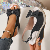 Women's Rivet-Detail Wedge Sandals — Buckle Strap Platform Beach Shoes