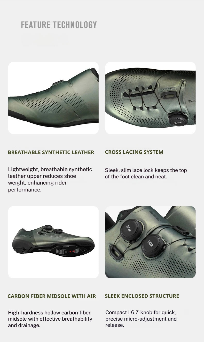 SHIMANO RC703 Road Cycling Shoes Carbon Sole SPD-SL Cleats Compatible Professional Road Bike Lock Shoes Men Women