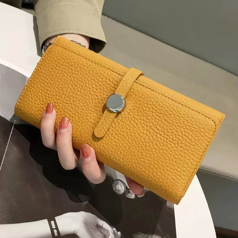 Genuine Leather Wallet Women Long Clutch Fashion Luxury Brand Ladies Purses Card Holder Zipper Coin Pocket High Quality Billfold