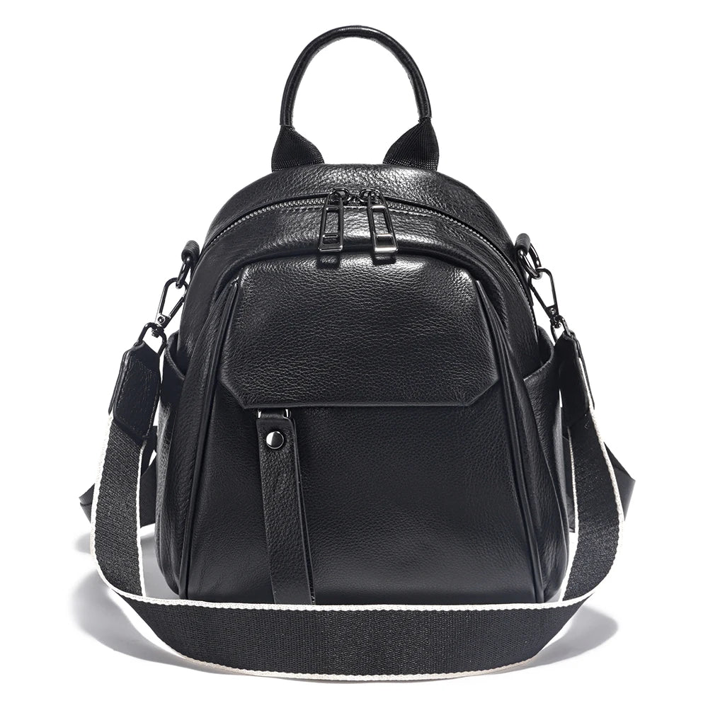 Zency Soft Genuine Leather Women Small Casual Backpack Travel Rucksack Shoulder Bag Purse Preppy Style Mochila 2025