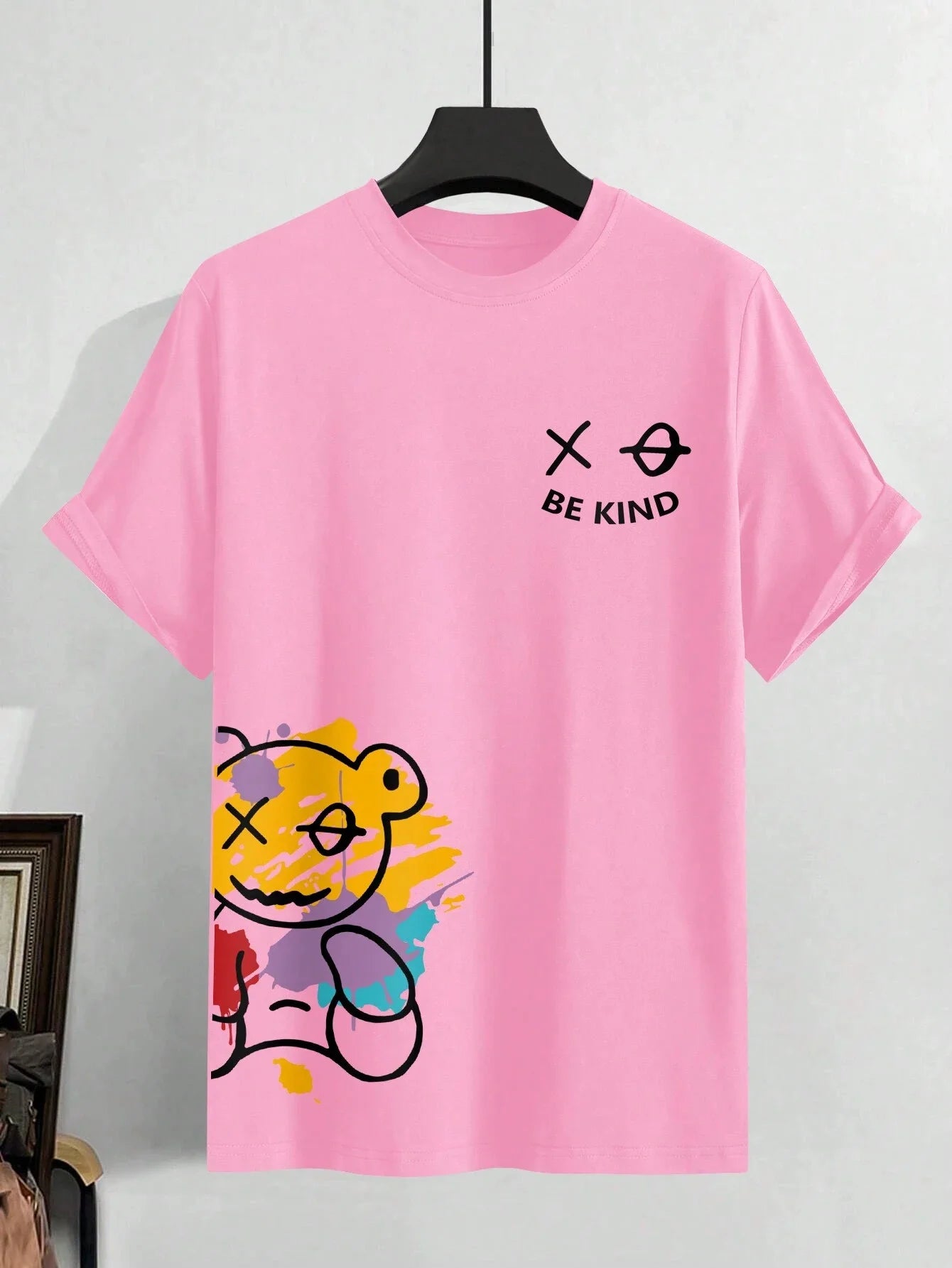 Men’s 100% Pure Cotton "BE KIND" Cartoon Print Loose Fit T-Shirt