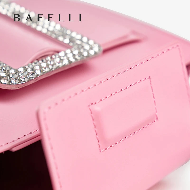 BAFELLI 2026 NEW WOMEN'S FASHION PINK EVENING HANDBAG SHOULDER BOXY BAG CASUAL PURSE LUXURY BRAND DESIGNER LEATHER TREND LADY