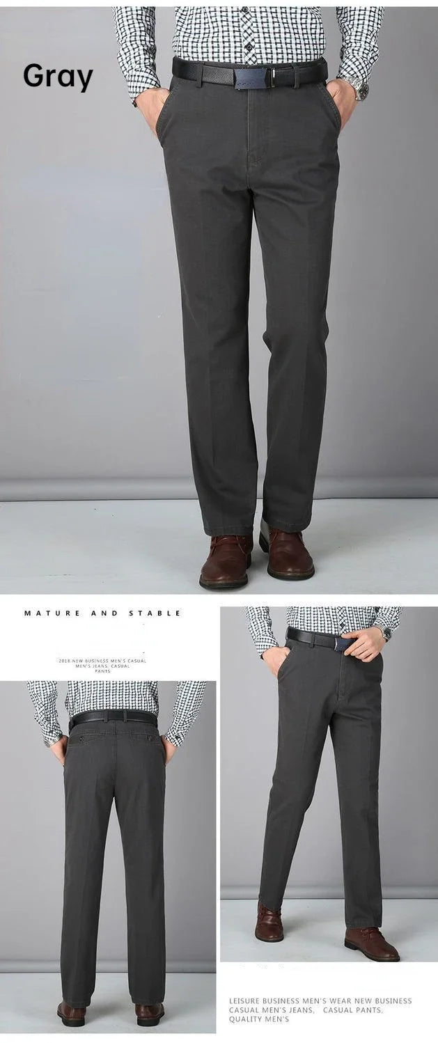 Men's Cotton Straight-Leg Casual Trousers