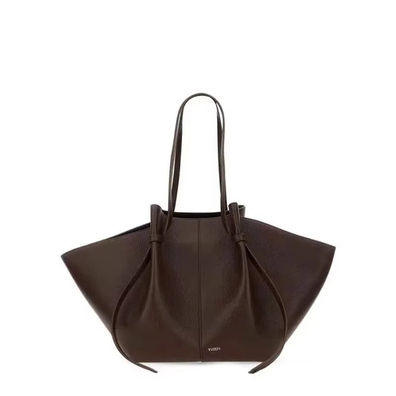 YUZEFI Women Tote Bag Solid Color Retro Minimalist Relaxation Luxury Versatile Daily Commuter Travel Large Capacity Shoulder Bag