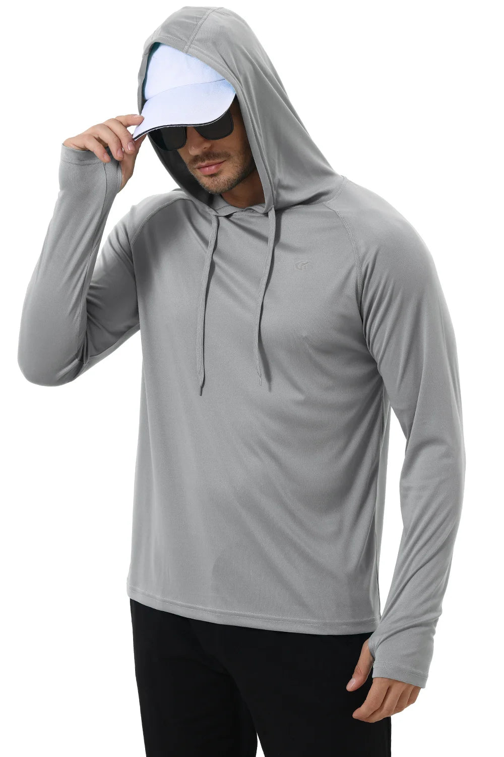 Summer Men's Long Sleeve UPF 50+ Hoodie T-Shirts, Rash Guard Quick Dry T-shirt Outdoor Sport Running Pullover