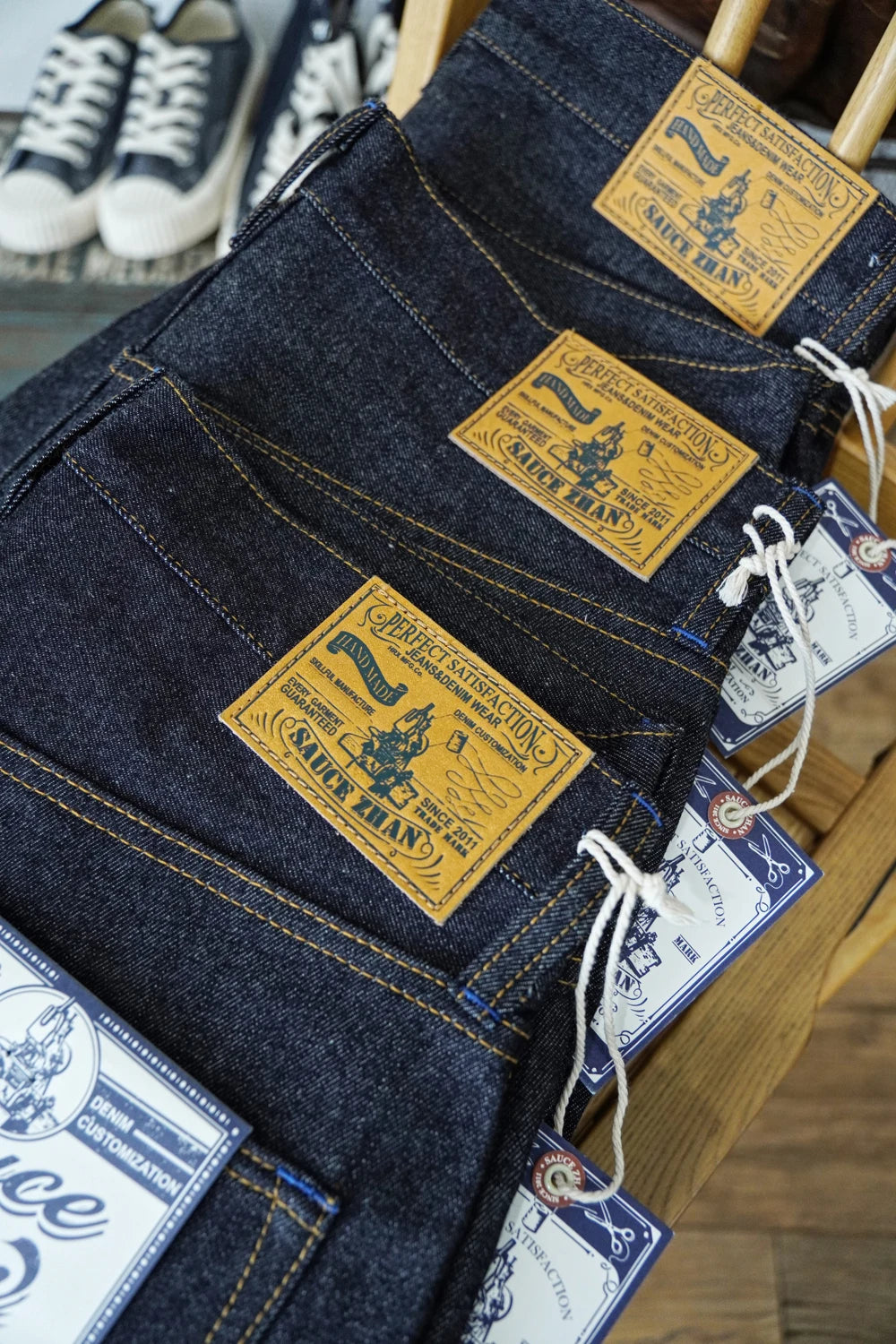 Sauce Zhan SZ6601-10OZ Men Jeans Selvedge Sanforized Denim Jeans Summer Indigo Jeans for Man Regular Fit Straight Leg 10 Oz