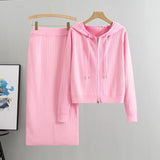 2025 new women's Knitted Cardigan High Waisted Buttocks Wrapped  Skirt 2 Piece Suits Luxury Hot Diamond Fashion Sets