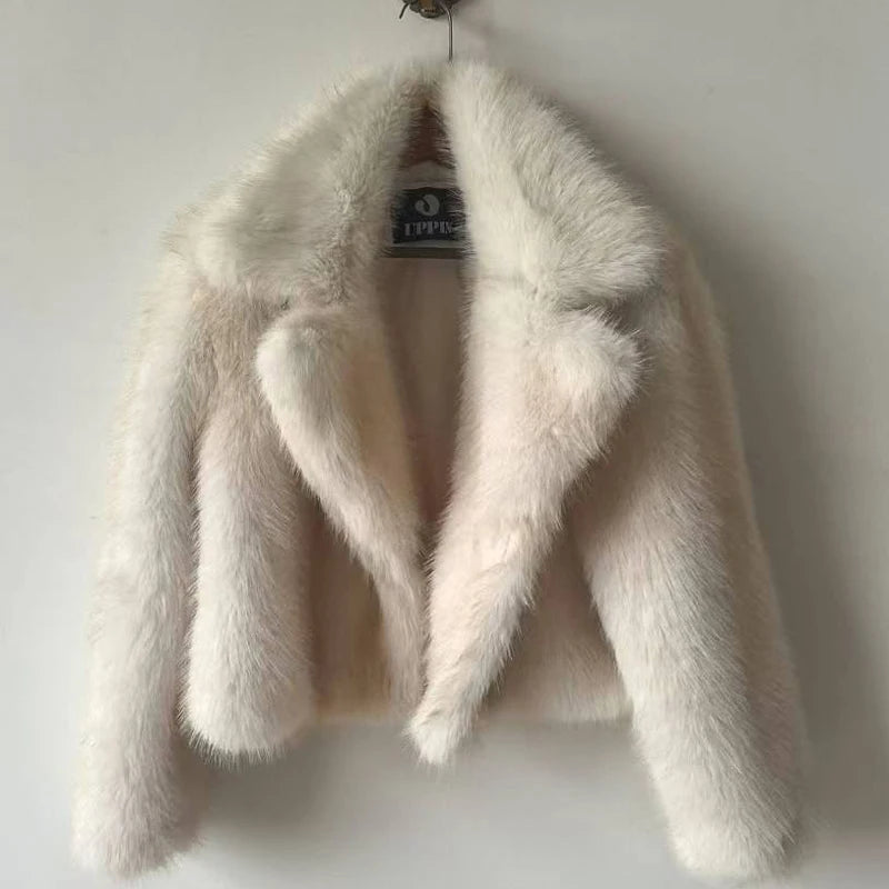 Women's Faux Fur Winter Jacket with Pockets
