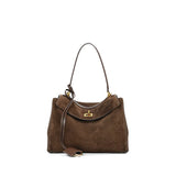 Large Capacity Autumn Winter Suede Leather Tote Bag Frosted Cowhide High-Grade Shoulder Bag for Women
