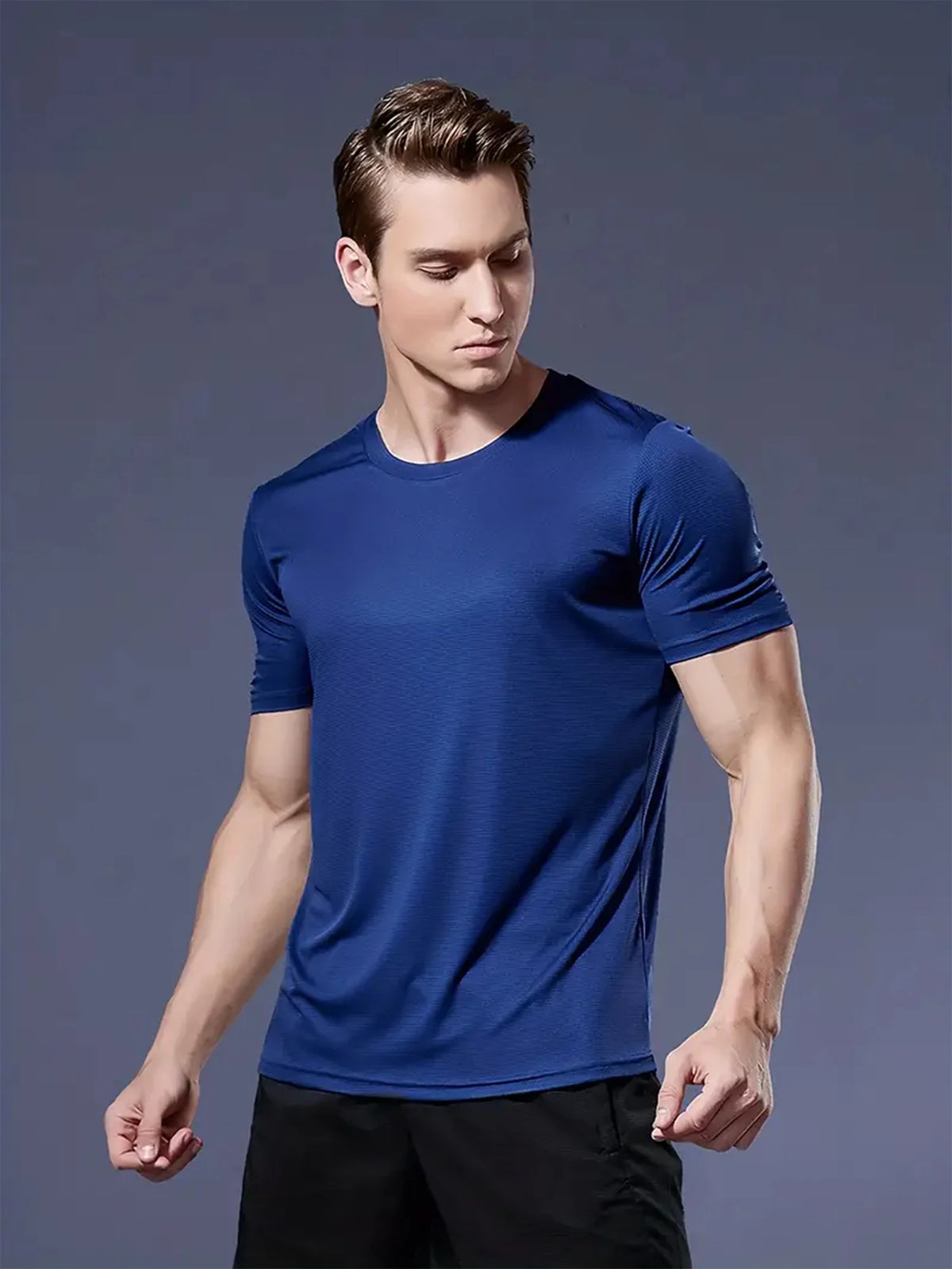 Round Neck T-Shirt 4-Color Black and White Gray Navy Ultra-Light Men's Quick-Drying Breathable Sweat-Absorbent Shirt Suitable for