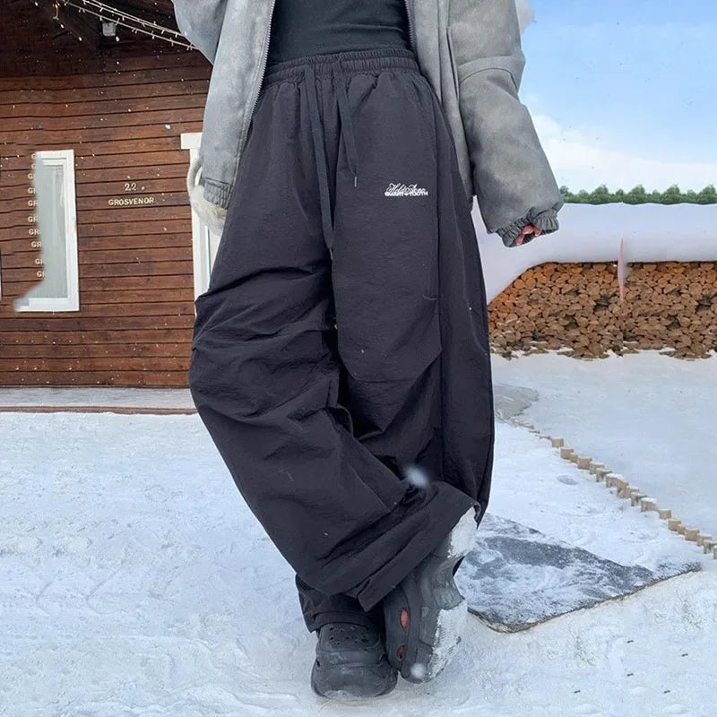 Women's Fleece Wide-Leg High-Waist Pants