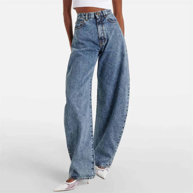 High-Waist Cotton Straight Jeans — Women's Slim Fit