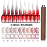 AS 9pcs Cat Eye Magnetic Moonlight Gel Nail Polish Set 15ml Sparkle White Silver Water Light Red UV Gel Nail Art Manicure Vernis