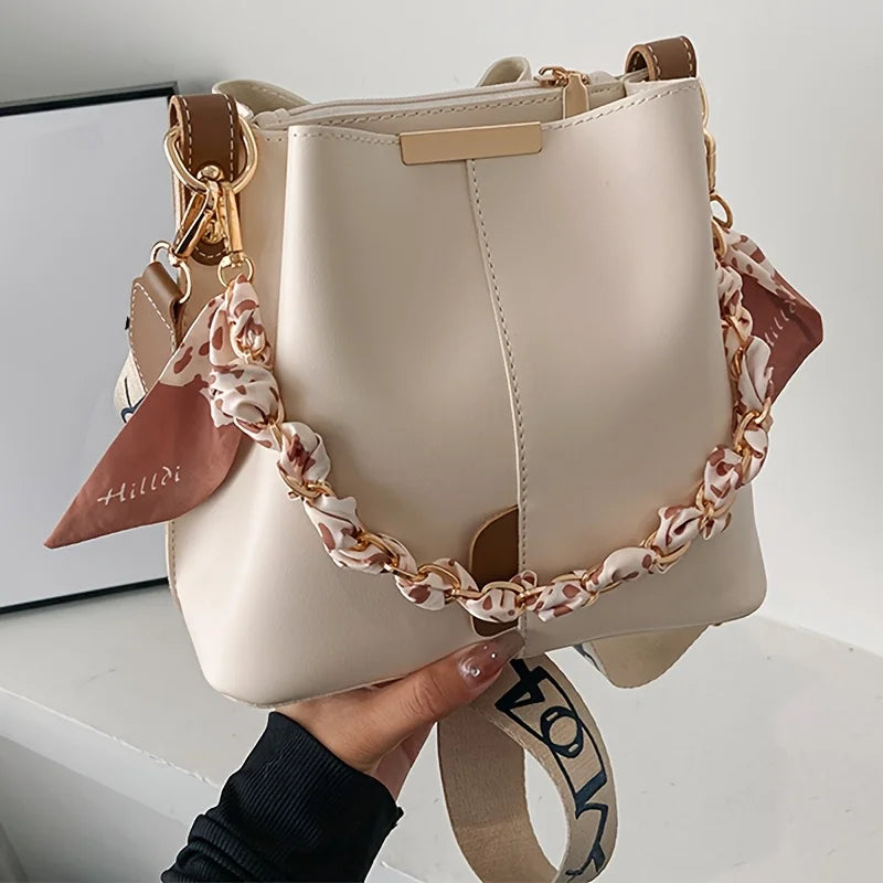 Ribbon Chain Large Capacity Bucket Bag
