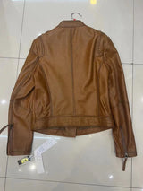 Women's Short Genuine Sheepskin Biker Jacket