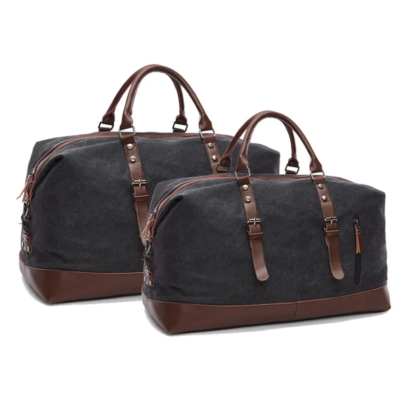 Original Canvas Leather Men Travel Bags Carry on Luggage Bags Men Duffel Bags Travel Tote Large Weekend Bag Overnight