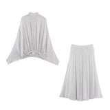 Polka Dot Printed Midi Skirts Two Piece Sets for Women 2025 Summer Chic Bow Tied Blouse Top Suits Woman 2 Piece Outfits