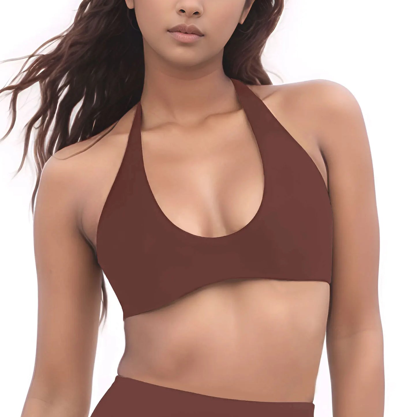SoftMotion Halter Neck Bralette – High-Support Gym & Yoga Top