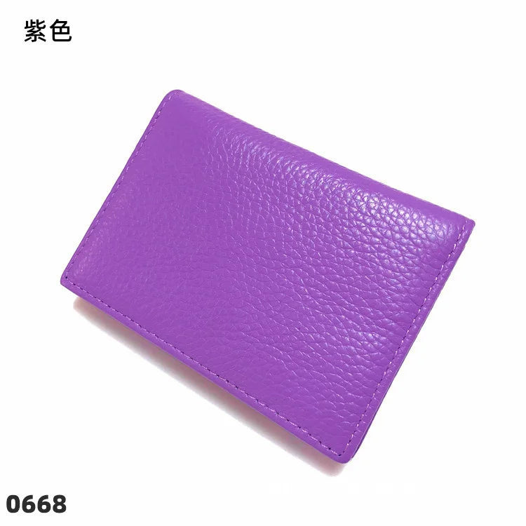 Dropshipping Custom Name Genuine Leather Men Women Business Card Holder Bifold Credit Card Case With ID Window