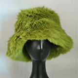 1pcs Winter Faux Fur Bucket Hat Warm Fluffy Plush colorful soft Winter hat Personality fur Fisherman Hats for women Plush hat겨