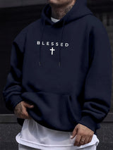 Men’s Cross & Geometric Print Hoodie