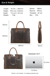 CONTACT'S Genuine Leather Men Business Bag Leather Briefcase Tote Laptop Bags High Quality Men's Bag Handbag for 14.2" Macbook